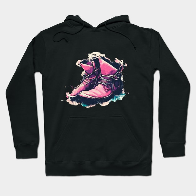 Street art vintage graffiti pink cowboy shoes Hoodie by TomFrontierArt